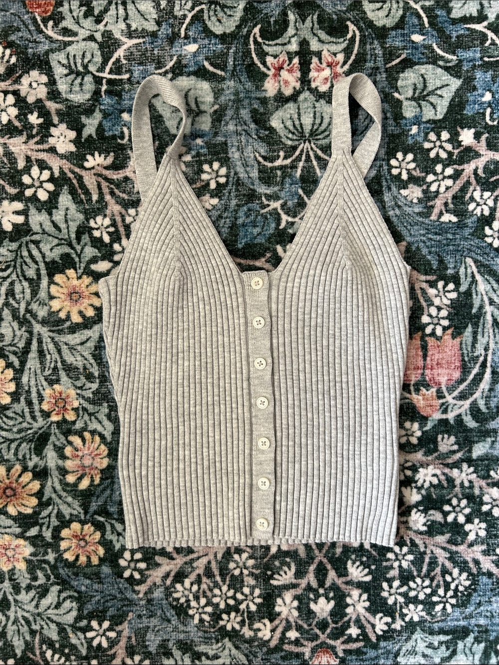 Aerie Gray Knitted Cropped Tank